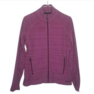 Marmot zip up fleece jacket purple zig zag geometric print women's M hiking